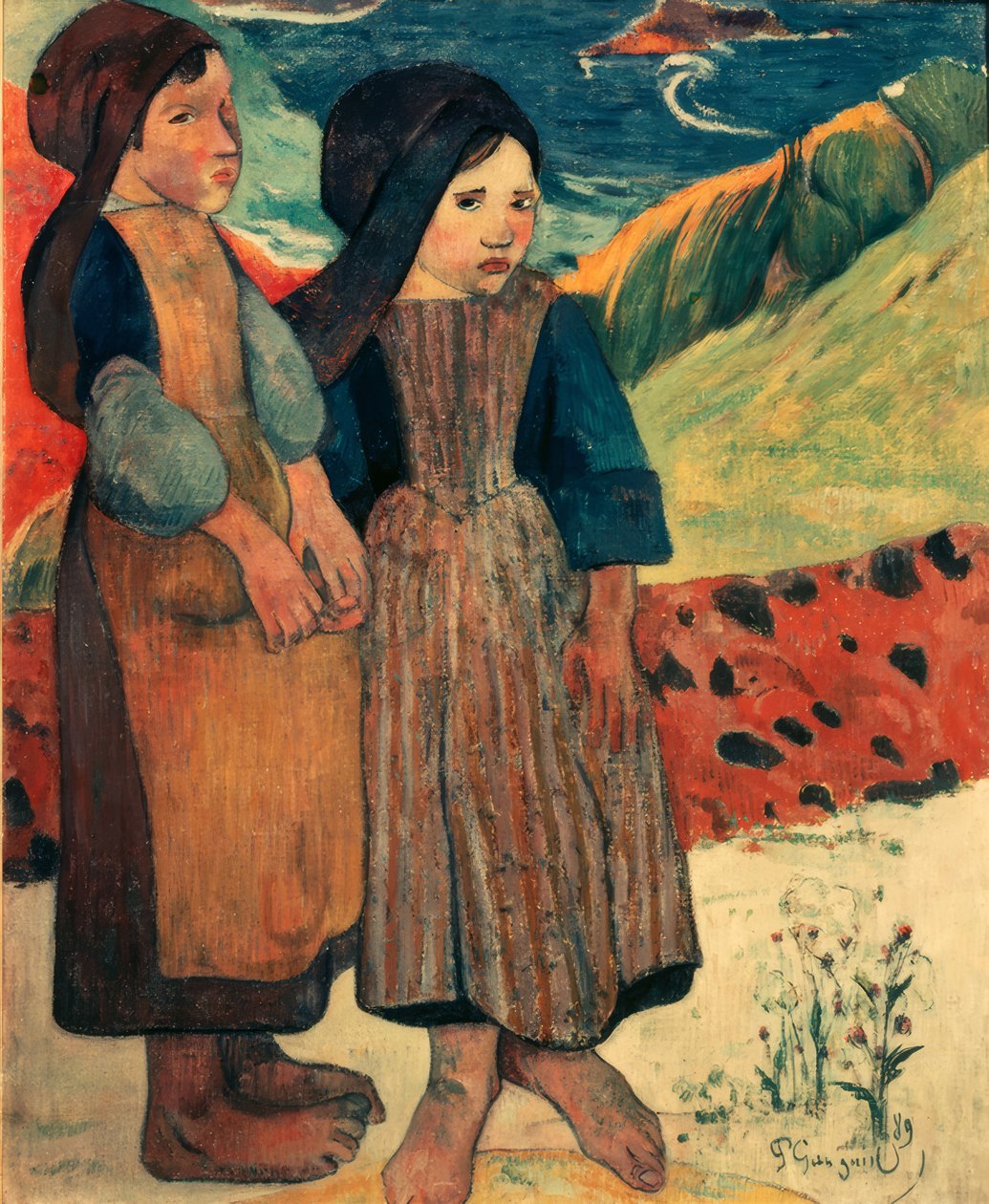 Kleine Bretoninnen am Meer von Paul Gauguin