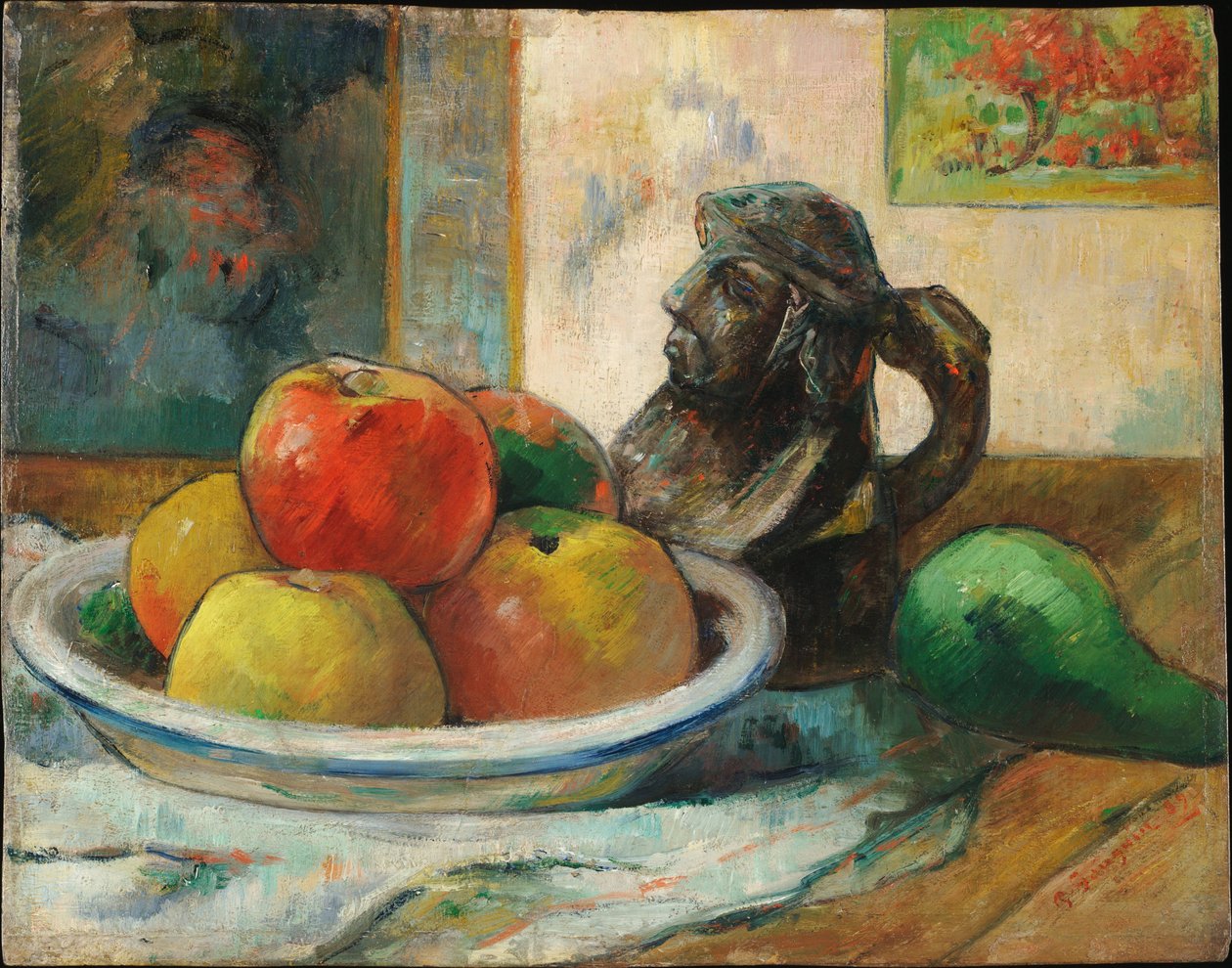 Stilleben mit Äpfeln, Birne und Krug von Paul Gauguin