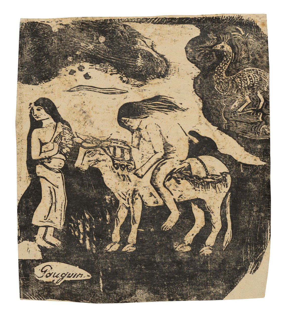 Der Raub der Europa, aus der Suite der späten Holzschnitte von Paul Gauguin
