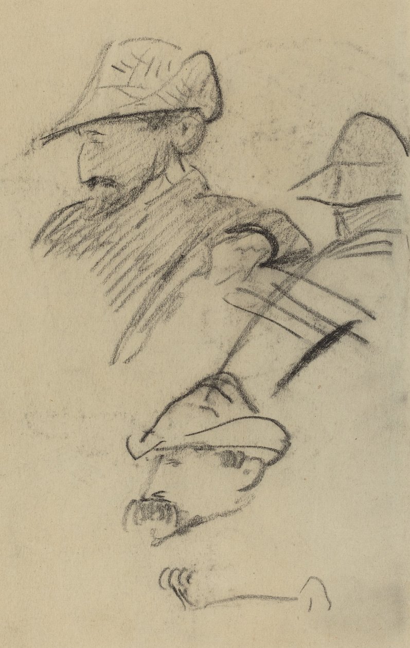 Drei Studien eines Mannes mit Hut von Paul Gauguin