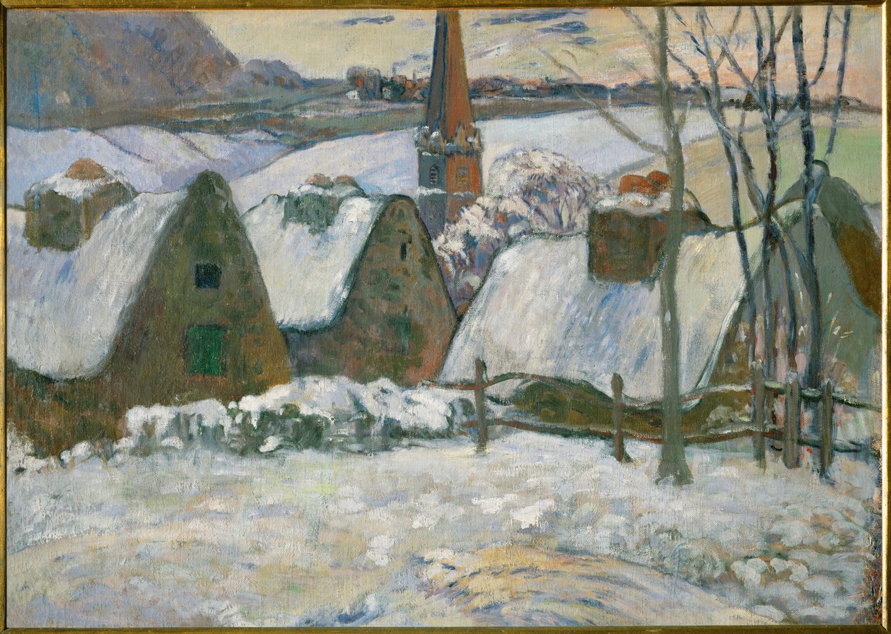 Bretonisches Dorf im Schnee von Paul Gauguin