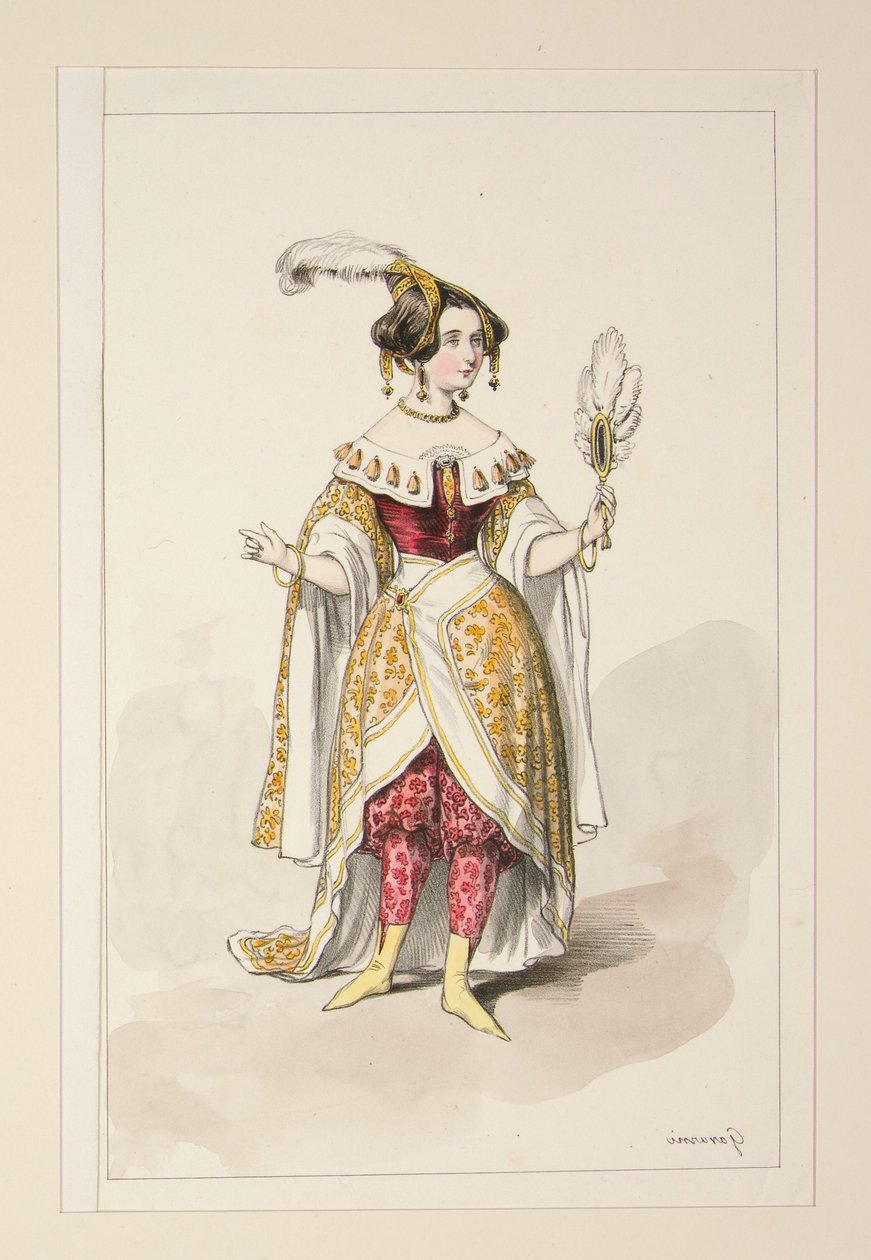 (INDIENNE. Tunika und Hose aus bedrucktem Merinos, ...) von Paul Gavarni