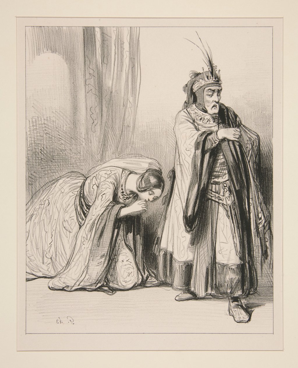 (Die junge Prinzessin) Muss ich vor Schmerz zu Ihren Füßen sterben, Herr... von Paul Gavarni