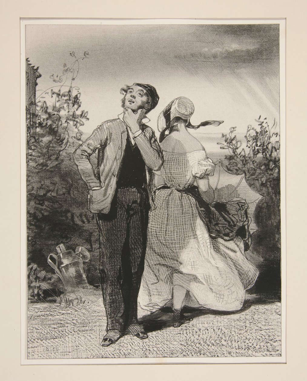 Camille, sag mal! Als wir geheiratet haben, kamen die Schwalben... von Paul Gavarni