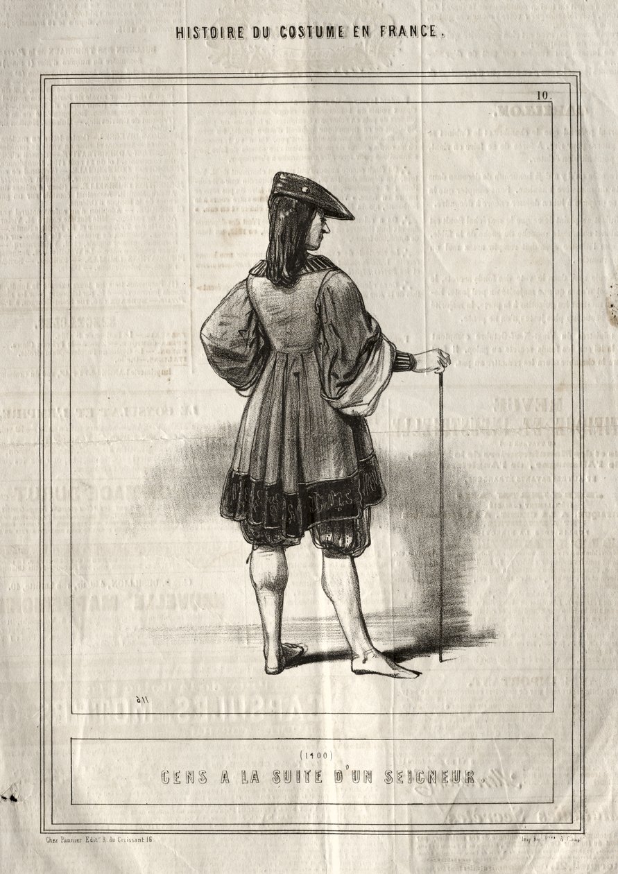 Histoire du Costume en France: Leute im Gefolge eines Herrn von Paul Gavarni