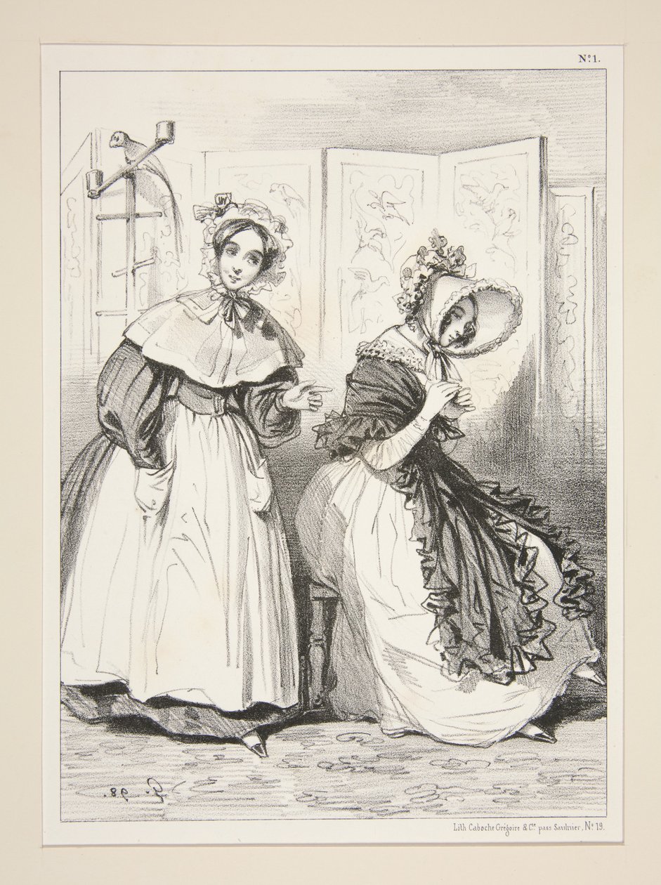 Der Zeugenstand. Madame steht auf dem Zeugenstand, weil sie einen Ehemann hat, ... von Paul Gavarni