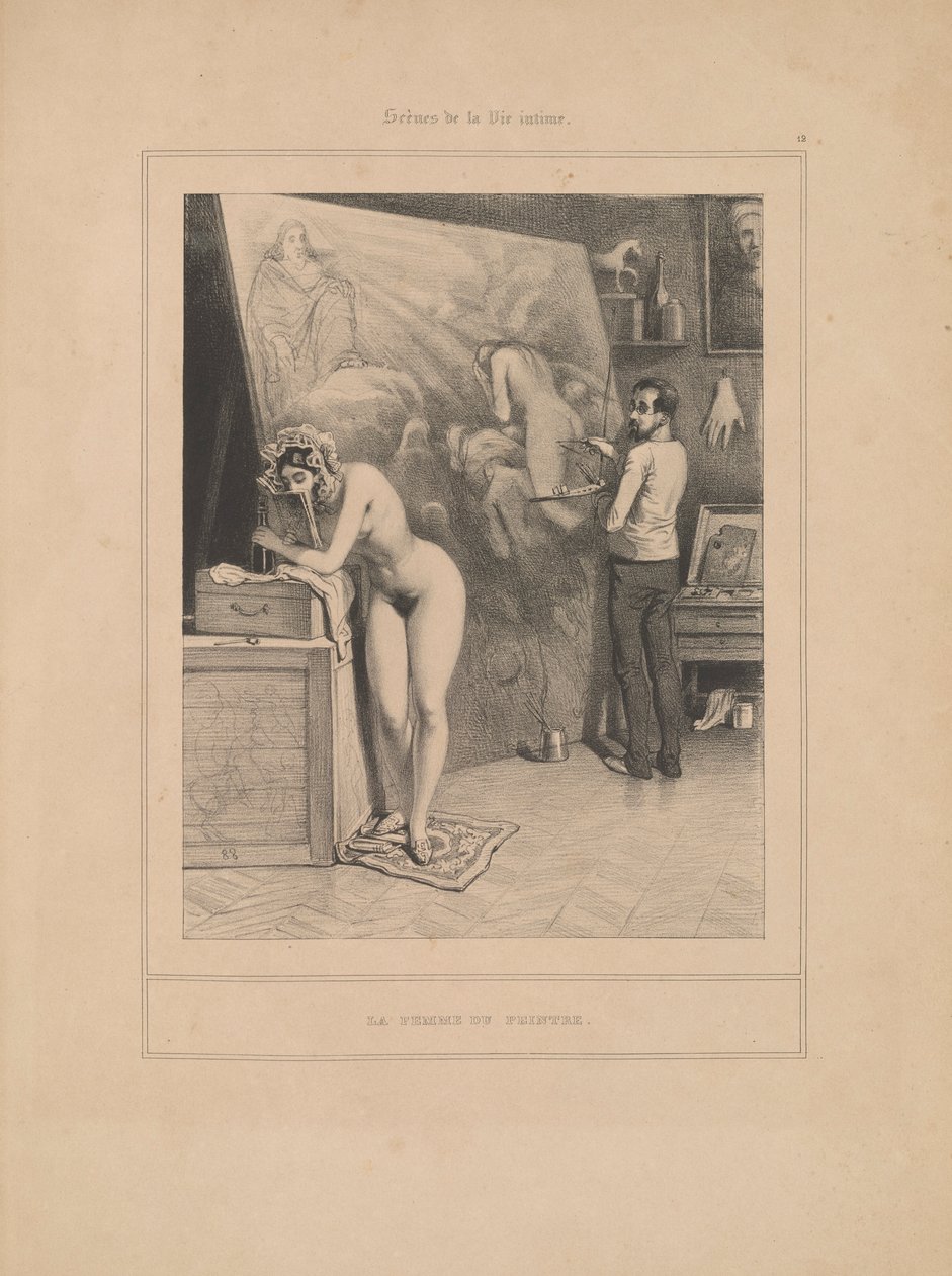 Die Frau des Malers, aus der Serie Szenen des intimen Lebens von Paul Gavarni