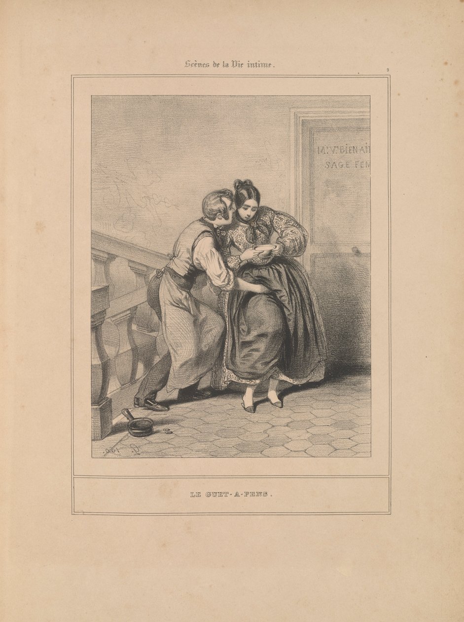 Le guet-apens, aus der Serie Scènes de la vie intime von Paul Gavarni