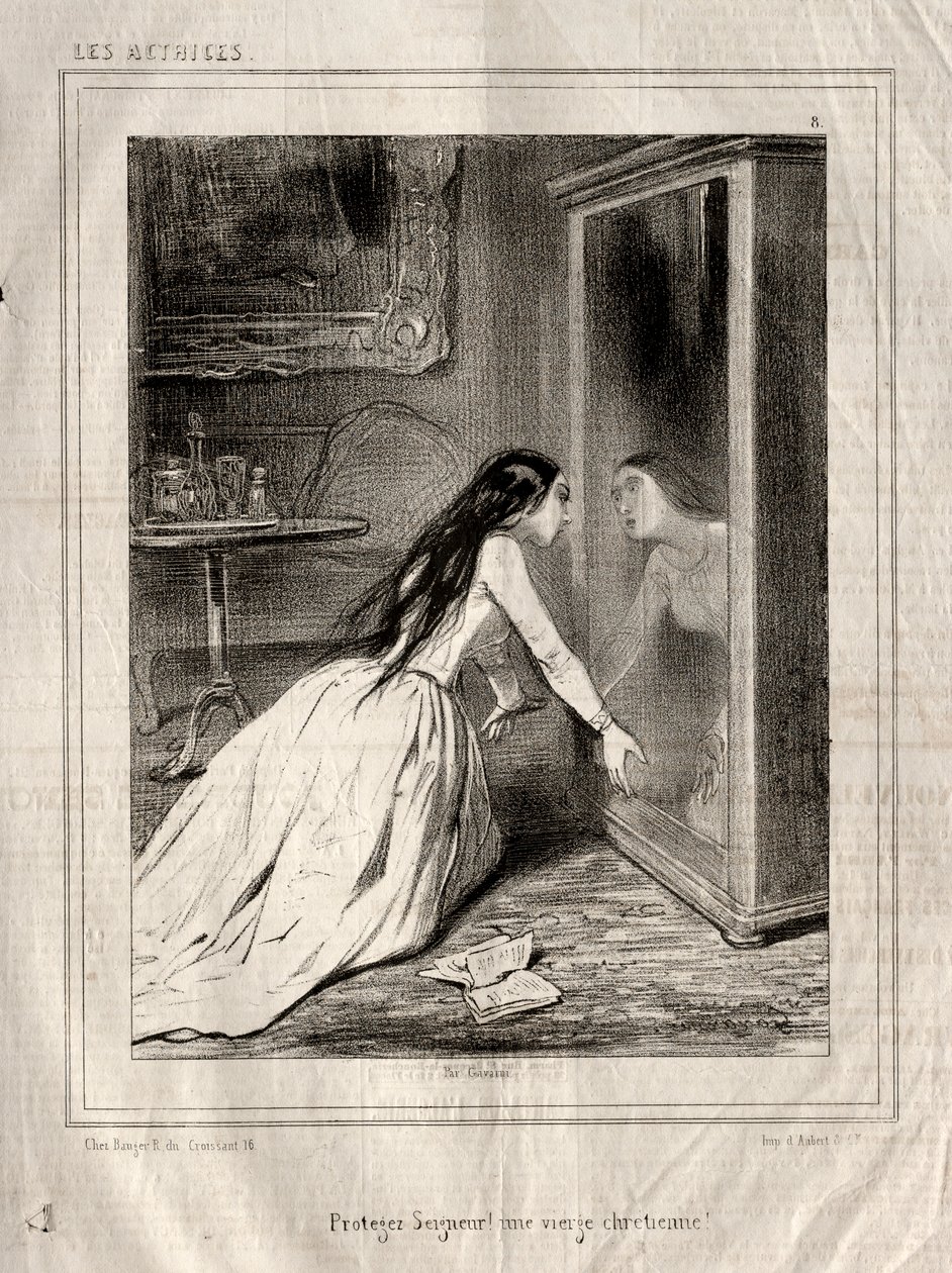 Les Actrices: Protegez Seigneur! une vierge chrétienne, 1843 von Paul Gavarni