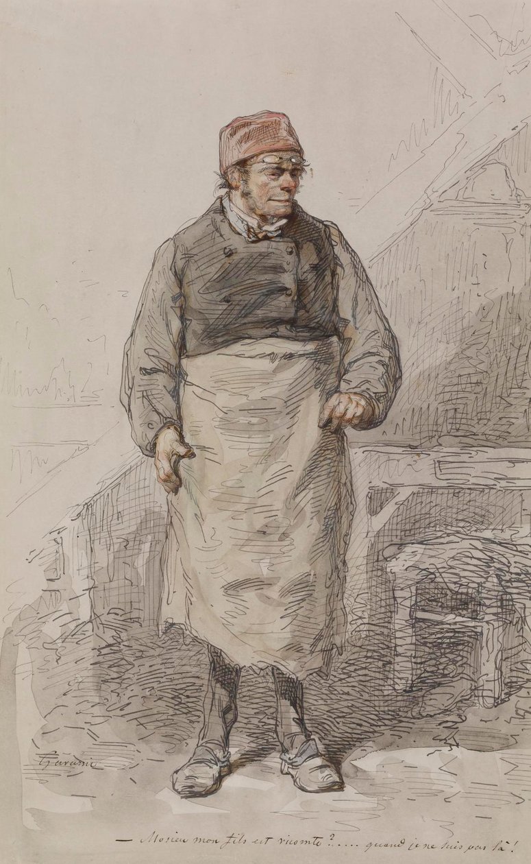 Mann mit Schürze und Mütze von Paul Gavarni