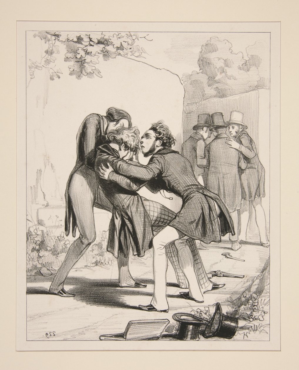 Herr Amedee, sehr stark mit der Pistole, hat eine Kugel ins Auge bekommen von Paul Gavarni