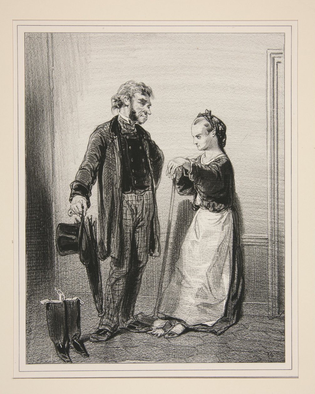 Man kann nicht mit Mademoiselle sprechen: Sie macht ihre Nägel... von Paul Gavarni