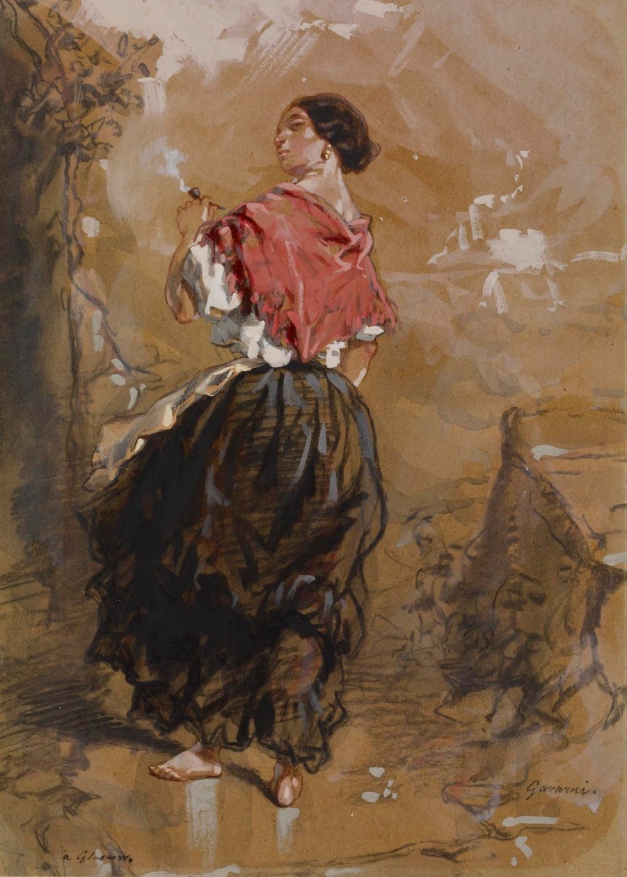 Bäuerin beim Rauchen von Paul Gavarni