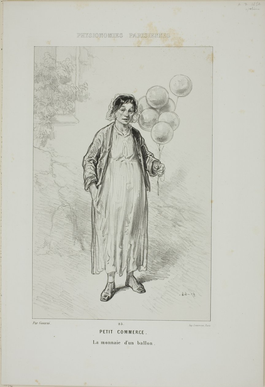 Pariser Physiognomien: Kleiner Handel. Das Wechselgeld eines Ballons. von Paul Gavarni