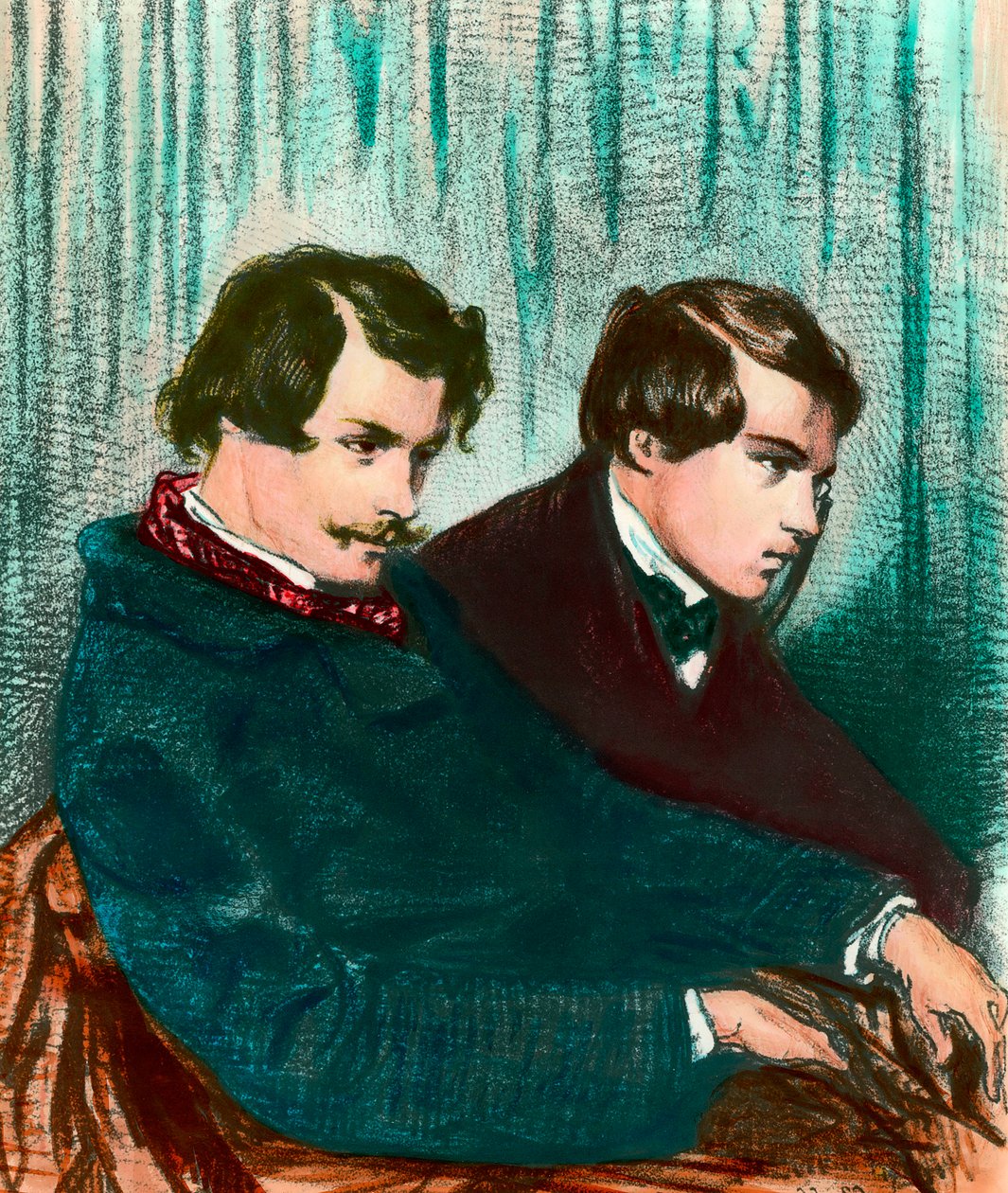 Porträt von Edmond Goncourt (1822-1896) und Jules Goncourt (1830-1870), Brüder und Schriftsteller von Paul Gavarni