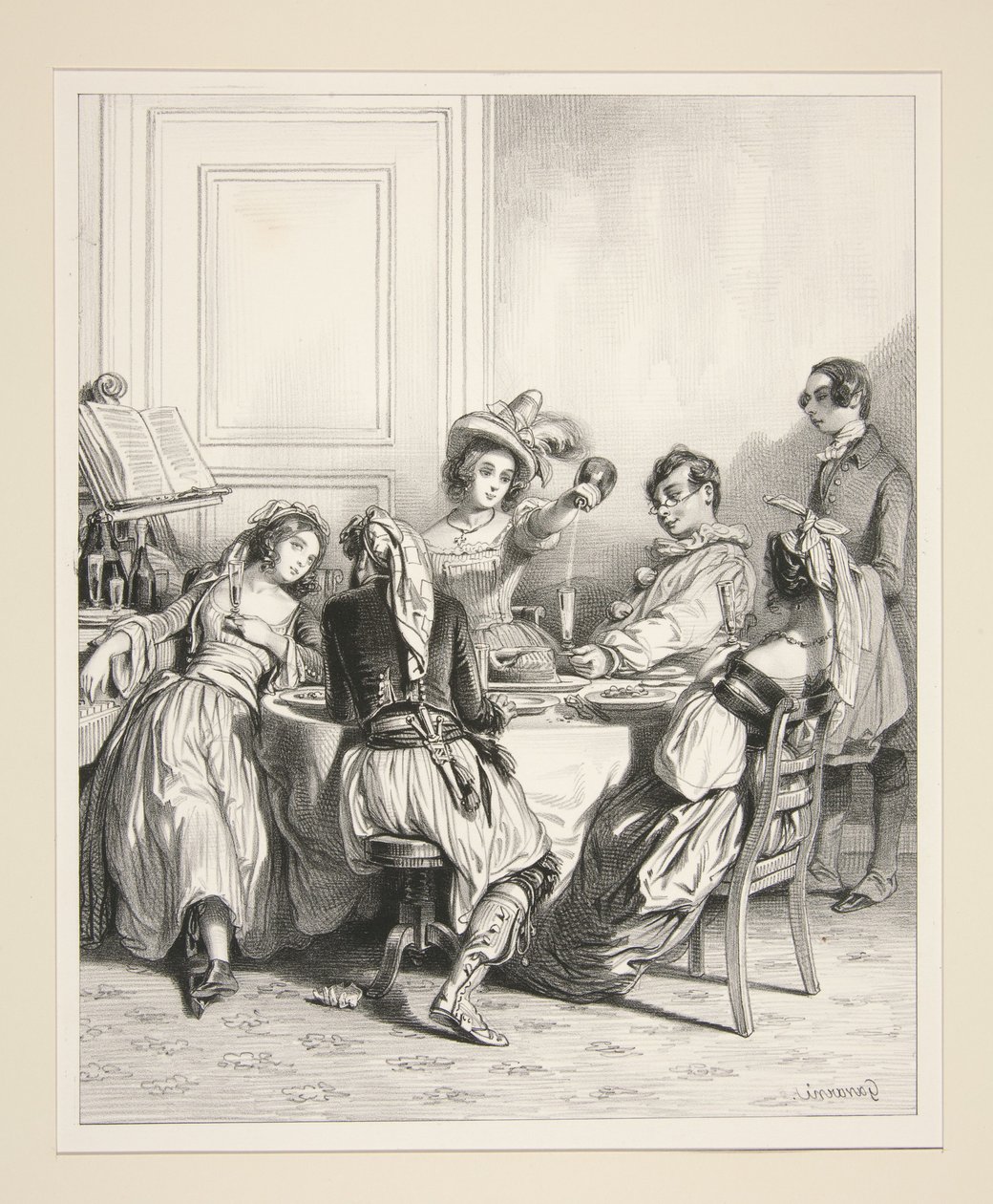 Ein Frühstück, im Morgengrauen von Paul Gavarni