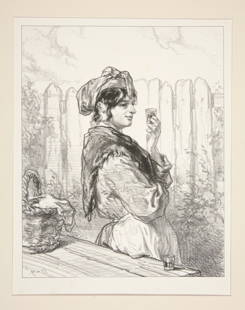 Eine Brünette mit Branntwein. von Paul Gavarni