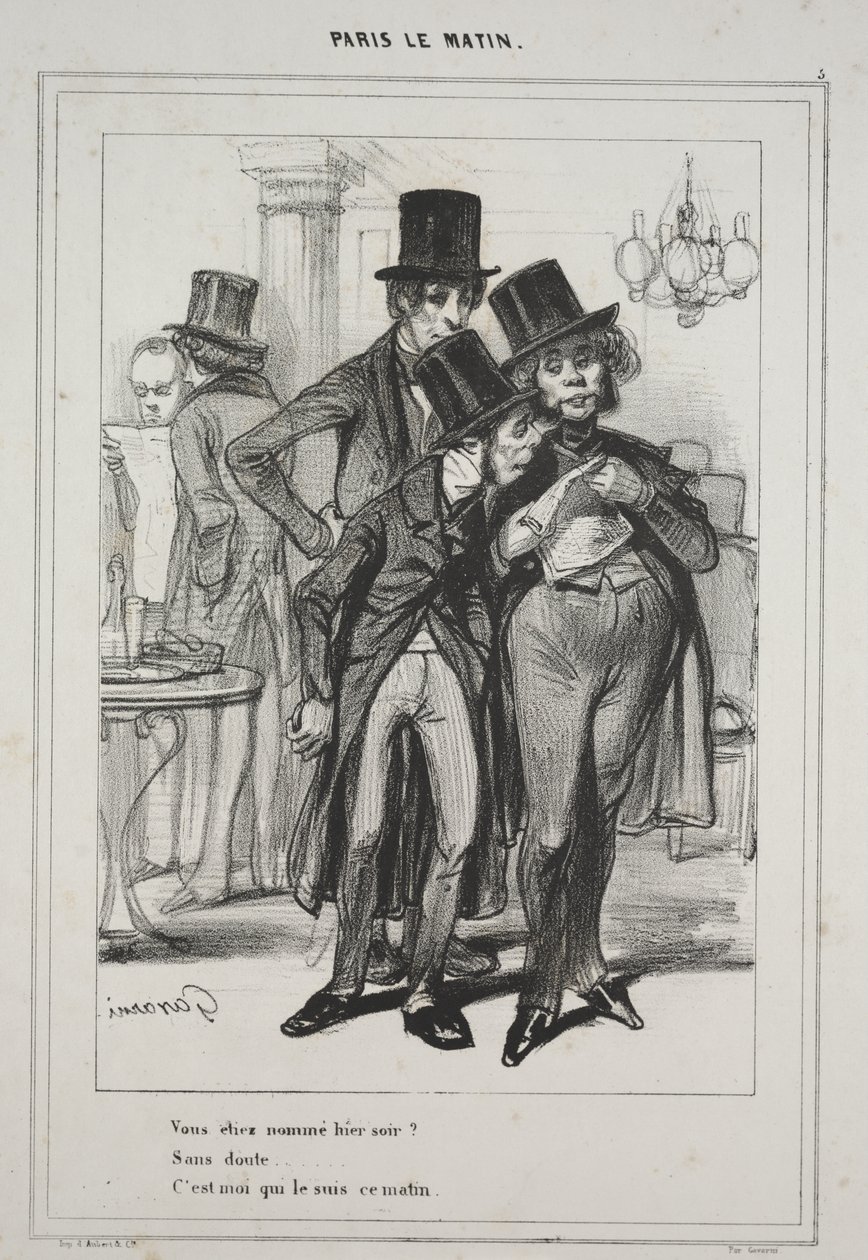"Vous étiez nommé hier soir?..." aus der Serie Paris Le Matin von Paul Gavarni