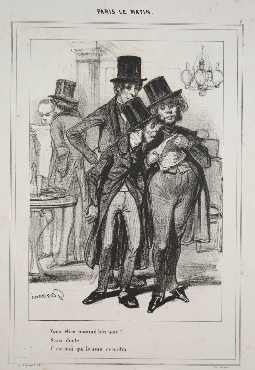 Vous étiez nommé hier soir..., aus der Serie Paris Le Matin, 1839 von Paul Gavarni