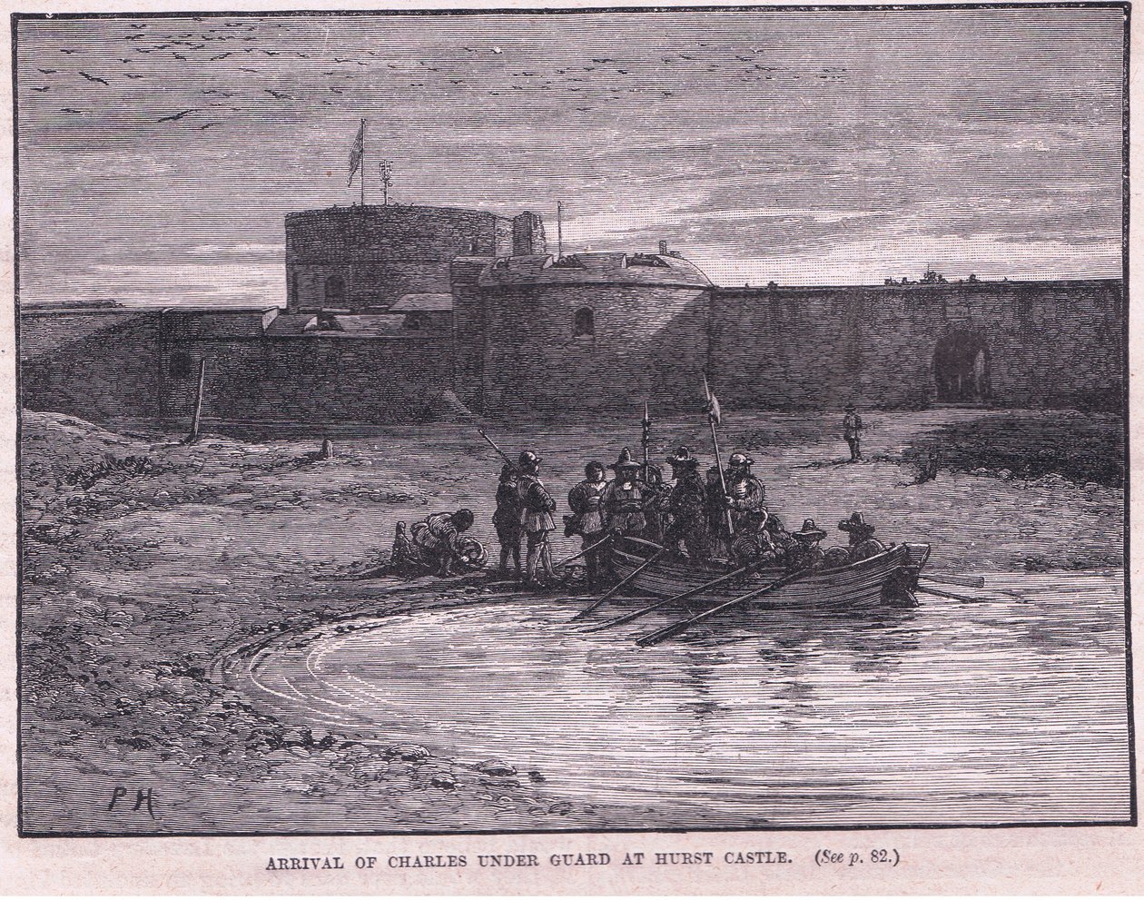 Ankunft von Karl I. unter Bewachung in Hurst Castle, 1648 von Paul Hardy