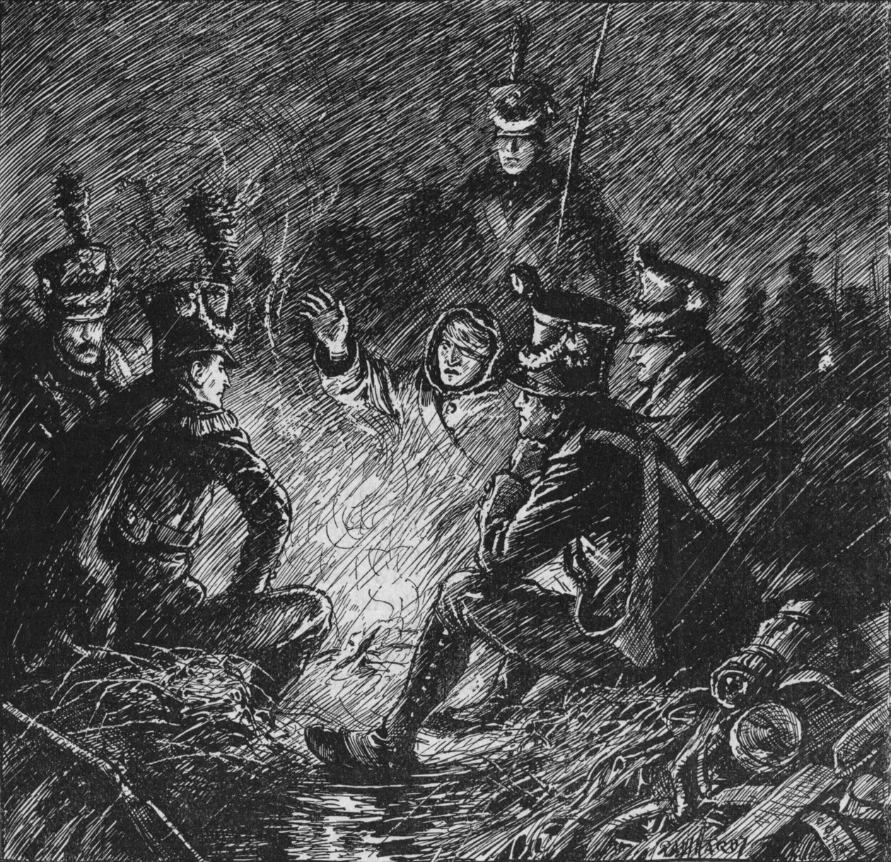 Sowohl Franzosen als auch Verbündete biwakierten im Schlamm und Wasser, 1902 von Paul Hardy