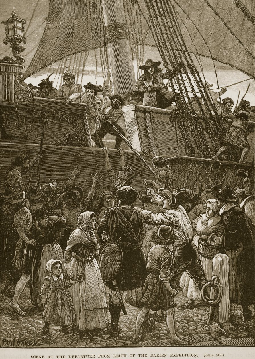 Szene bei der Abreise von Leith der Darien-Expedition, Illustration aus 