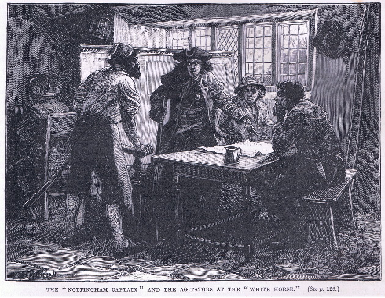 Der Nottingham-Kapitän und die Agitatoren am Weißen Pferd 1817 n. Chr. von Paul Hardy