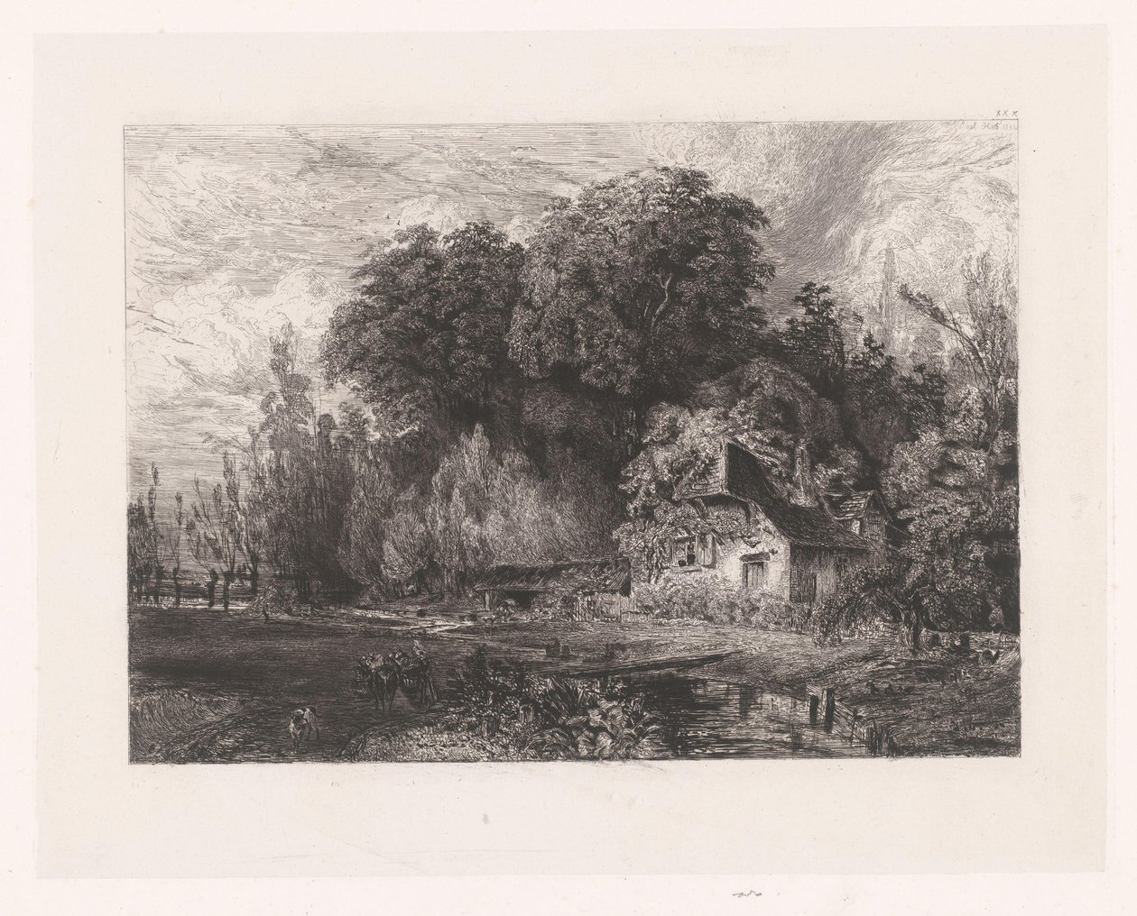 Ansicht eines Hauses am Waldrand von Paul Huet