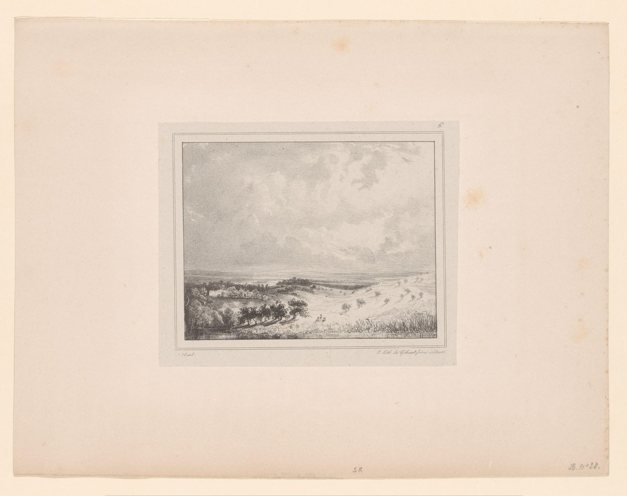 Hügellandschaft im Sonnenlicht von Paul Huet