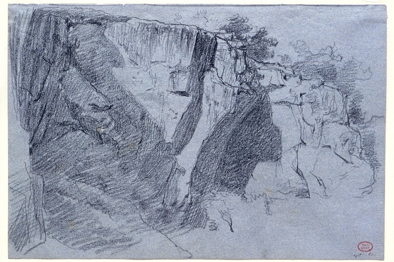 Landschaft mit Klippe von Paul Huet
