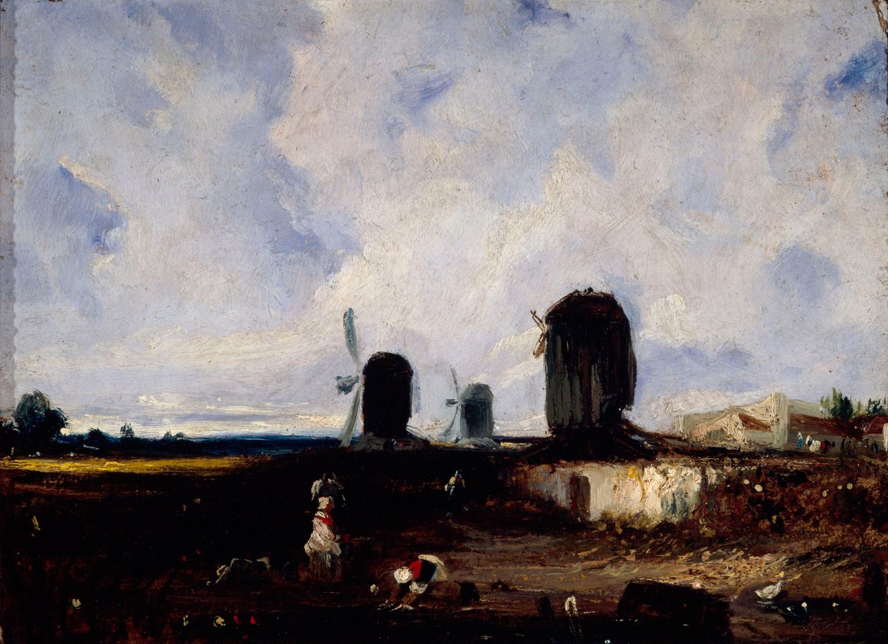 Windmühlen auf den Ebenen von Montrouge, ca. 1820 von Paul Huet
