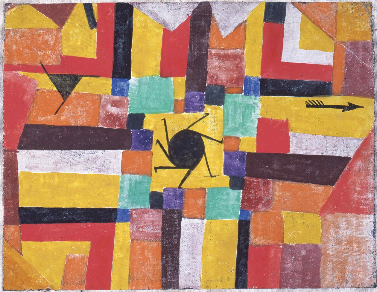 Mit der rotierenden schwarzen Sonne und dem Pfeil, 1919 von Paul Klee