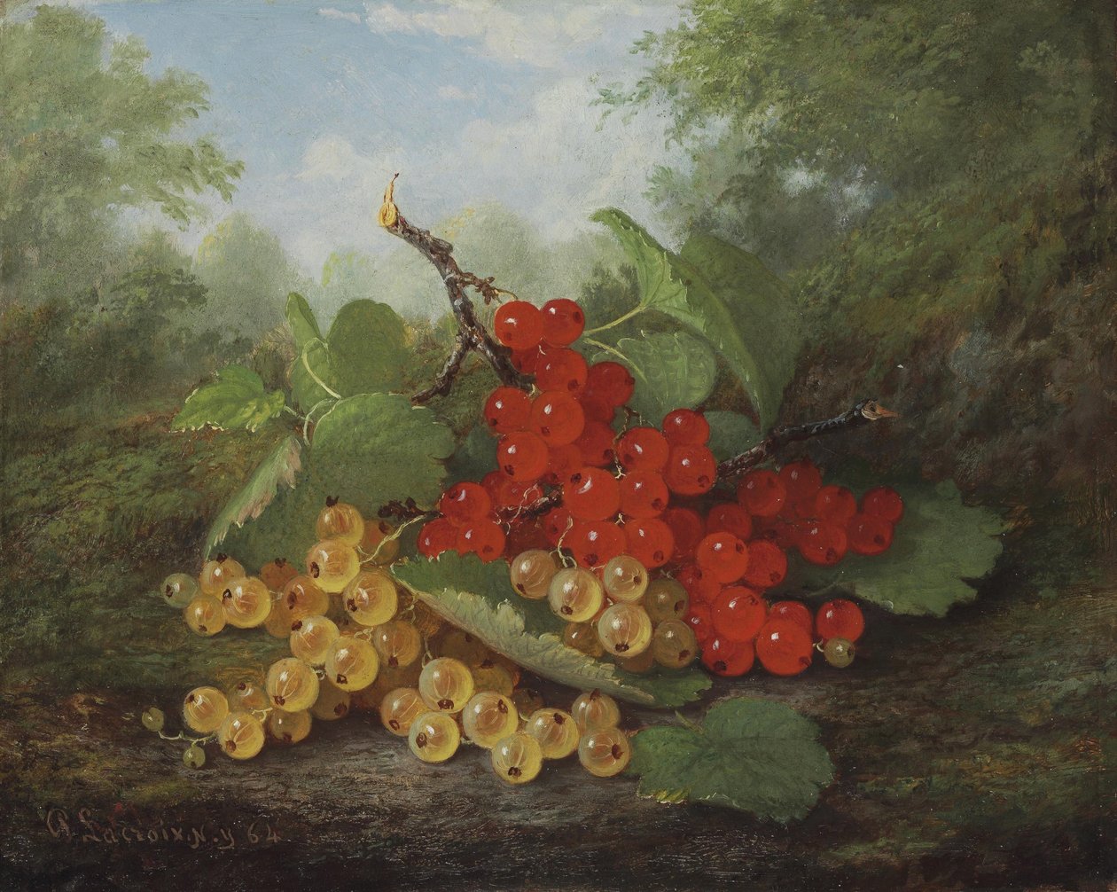 Stillleben mit roten und weißen Johannisbeeren von Paul Lacroix