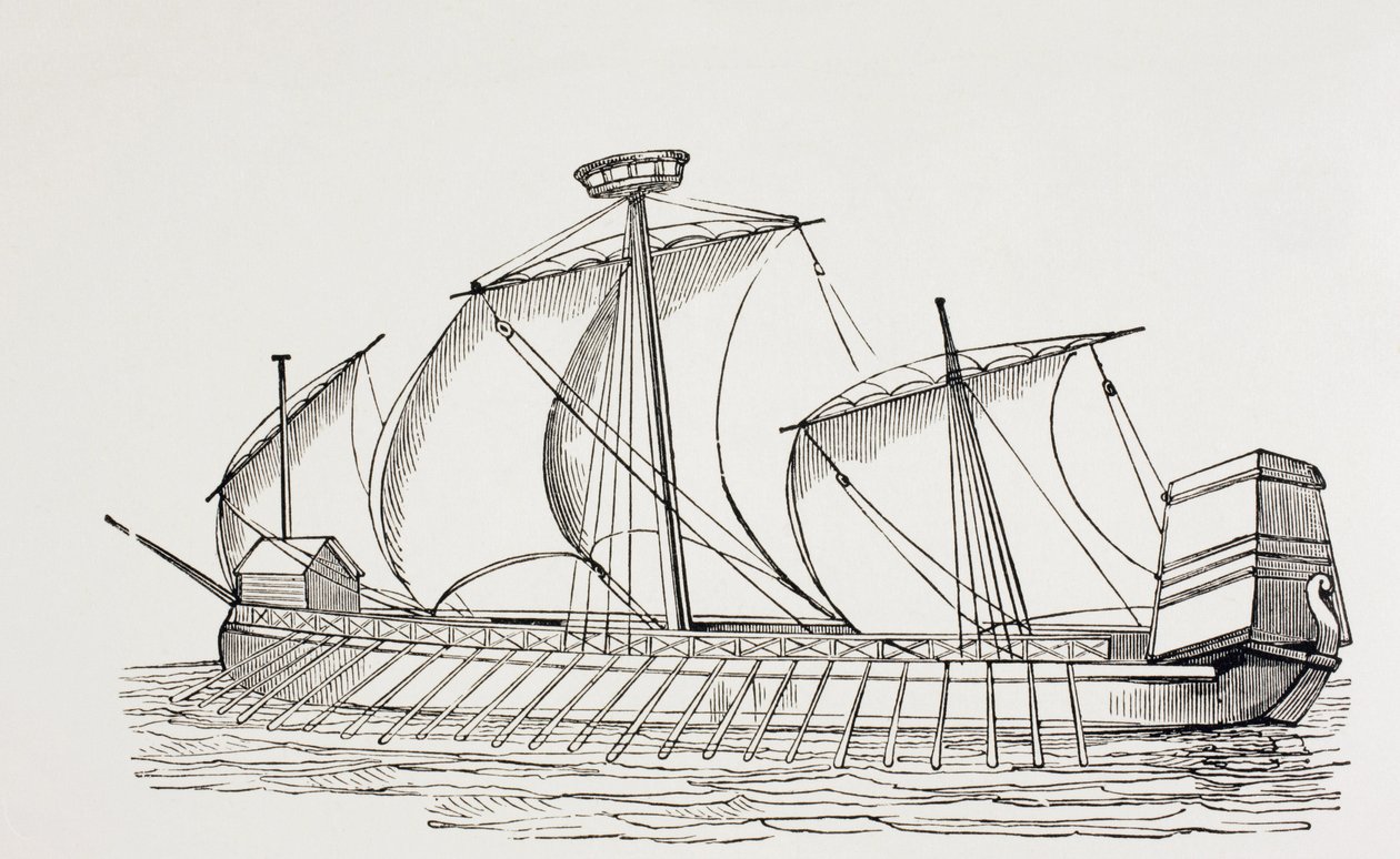 Dreimastige Galeere des 16. Jahrhunderts mit Rahsegeln von Paul Lacroix