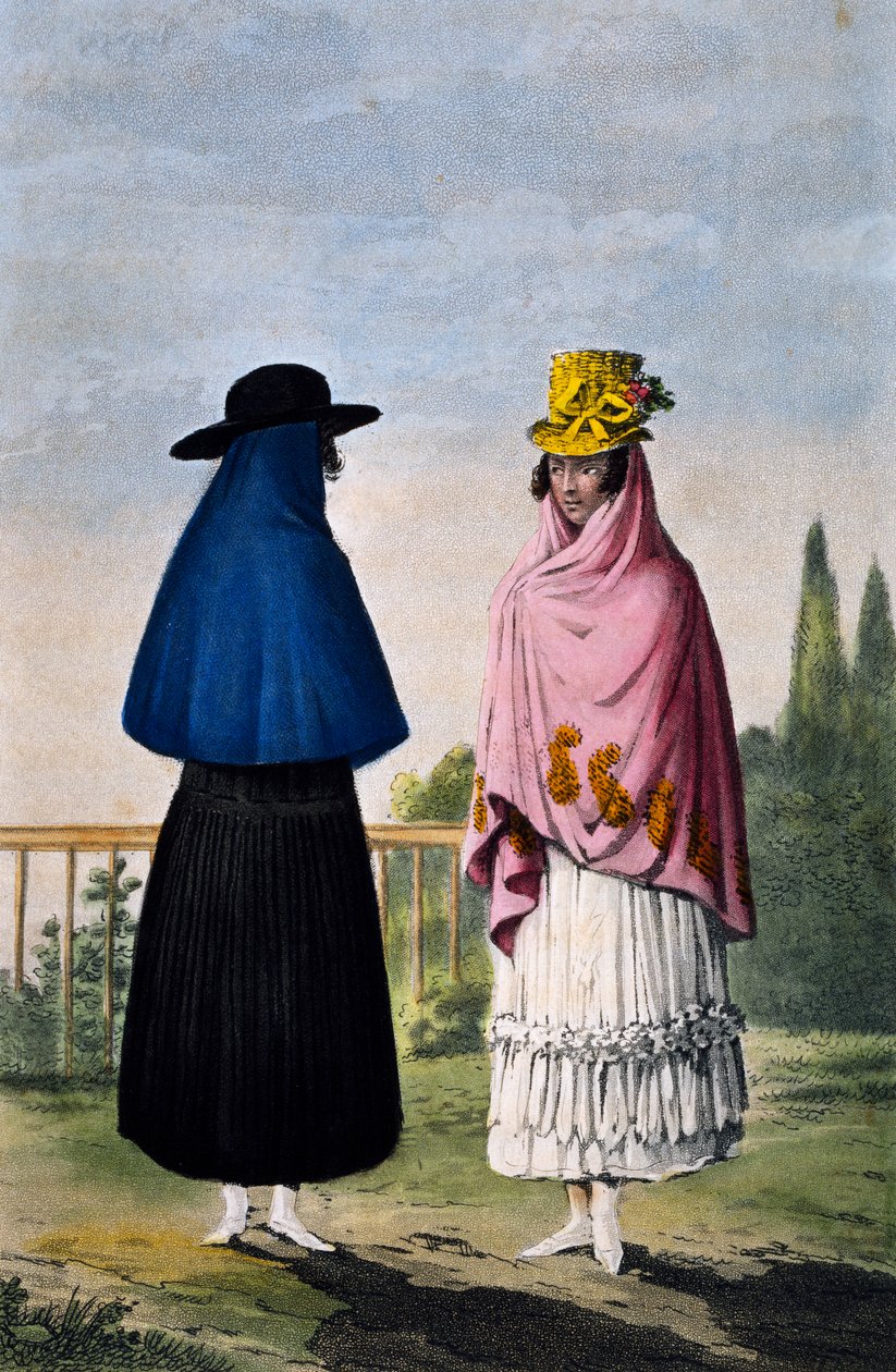 Bergfrau und Flachlandfrau, Gravur von Paul Legrand, Kolumbien von Paul Legrand