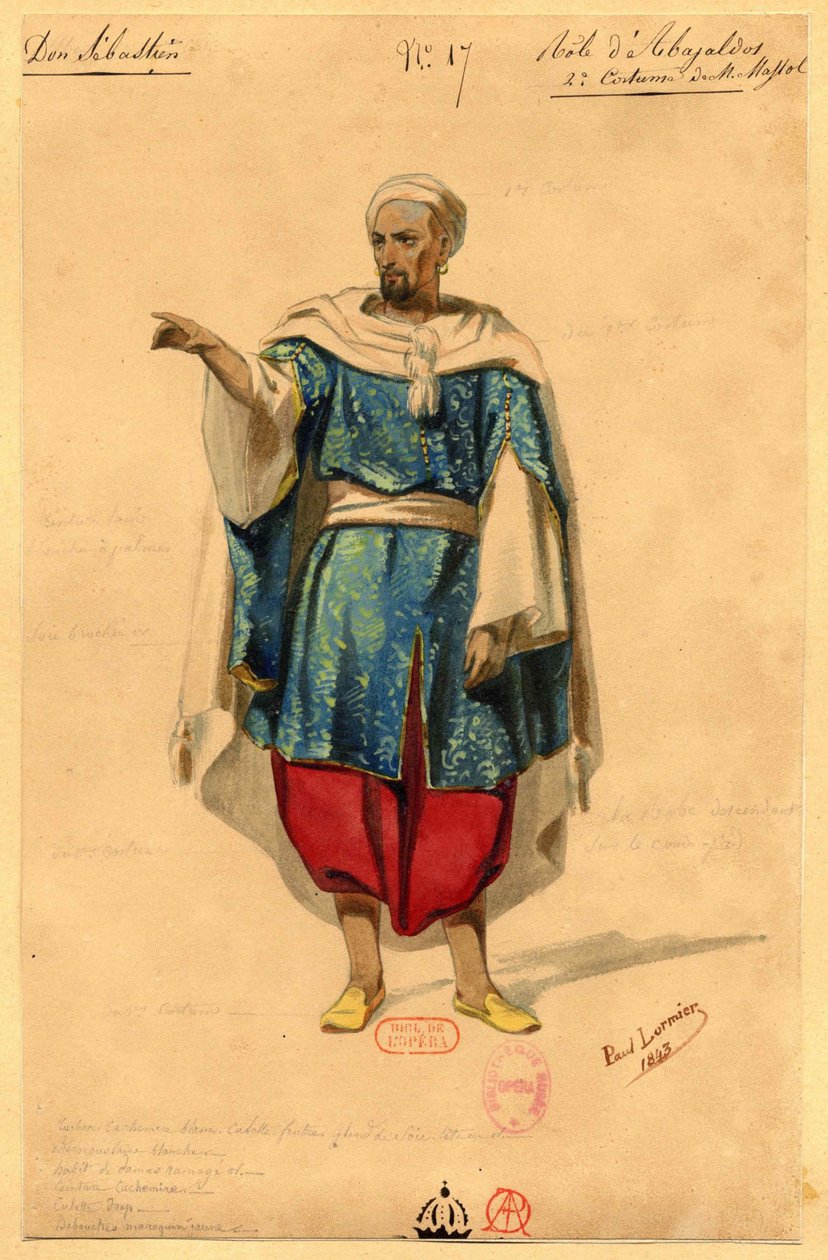 Abayaldos. Kostümentwurf für die Oper Dom Sébastien, König von Portugal, 1843 von Paul Lormier