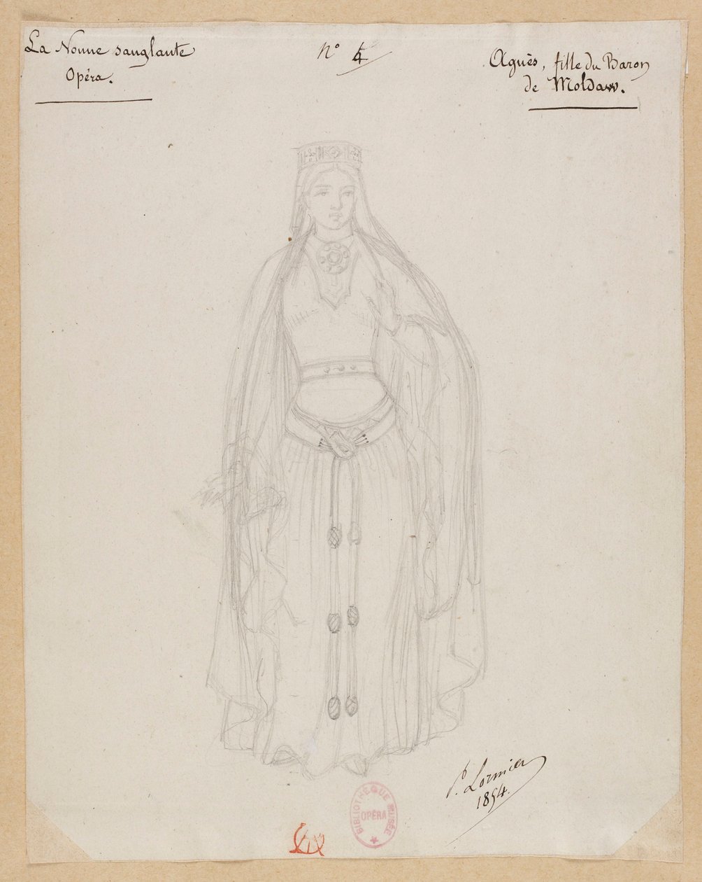 Gounod - Die blutige Nonne - Vier Kostümentwürfe von Paul Lormier - 4. Agnès, Tochter des Barons von Moldaw von Paul Lormier