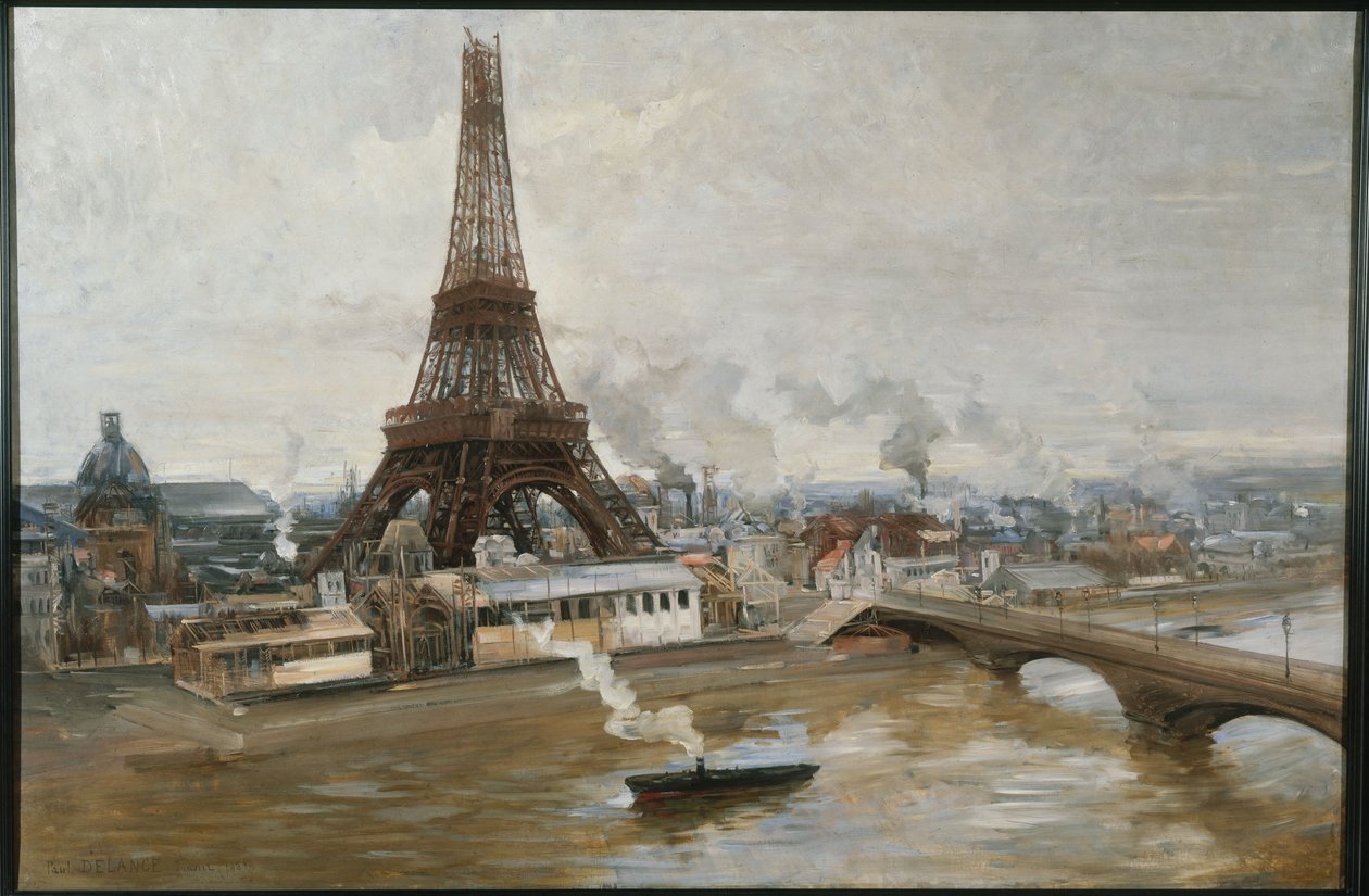 Der Eiffelturm und die Arbeiten der Weltausstellung im Januar 1889 von Paul Louis Delance