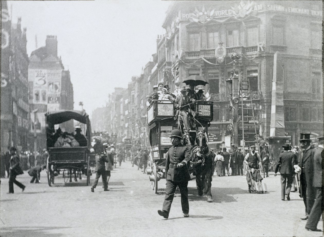 Ludgate Circus, London, vorbereitet für das Jubiläum der Königin, 1897 von Paul Martin