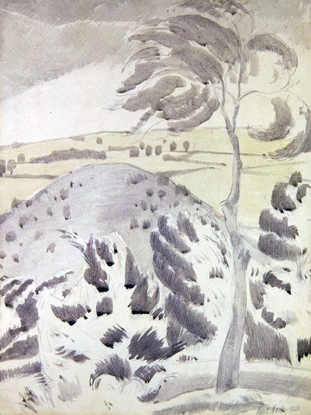 Hügel und Baum von Paul Nash