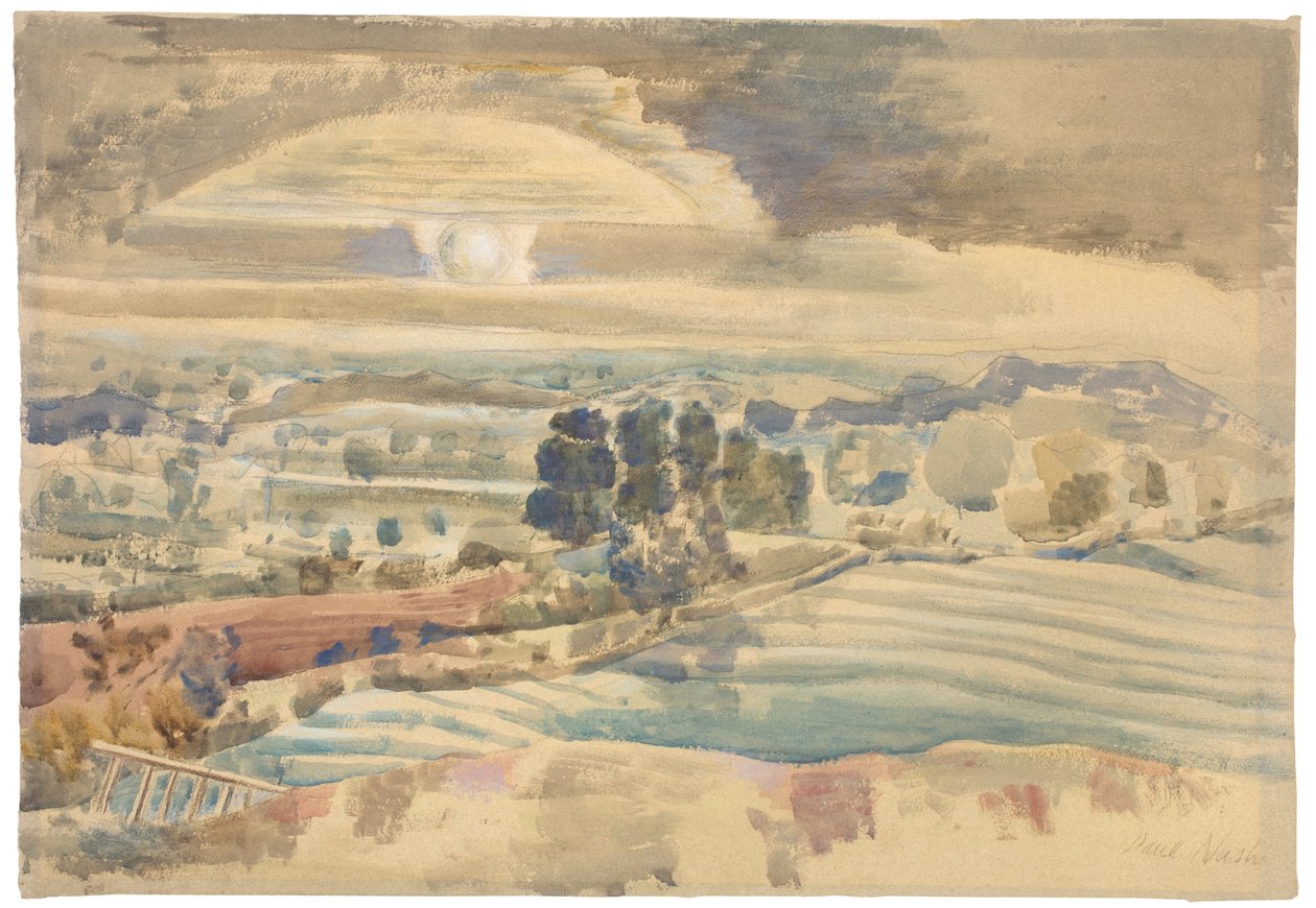 Sonnenaufgang über dem Tal von Paul Nash