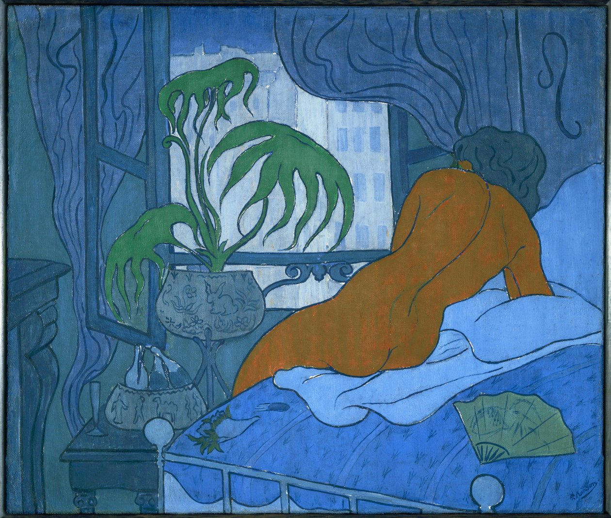 Das blaue Zimmer oder Akt mit Fächer. 1891 von Paul Ranson