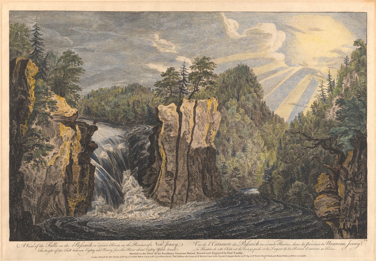 Ansicht der Passaic-Wasserfälle oder des Second River in der Provinz New Jersey von Paul Sandby