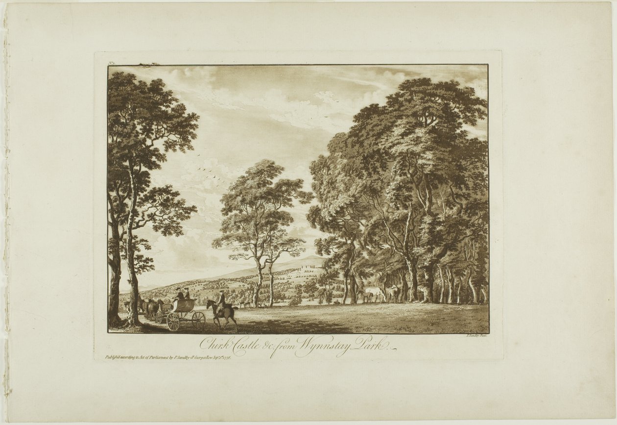 Chirk Castle und Umgebung vom Wynnstay Park von Paul Sandby