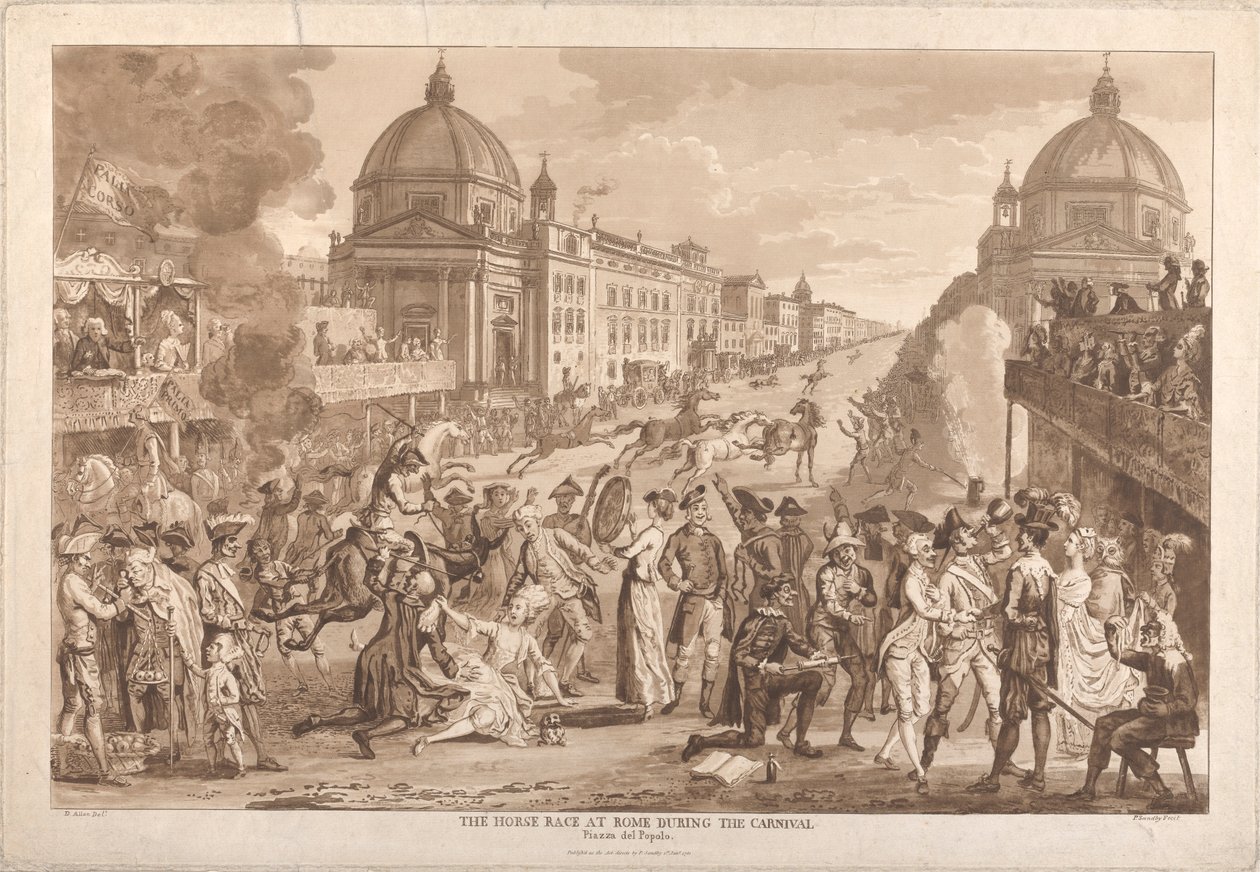 Das Pferderennen in Rom während des Karnevals von Paul Sandby