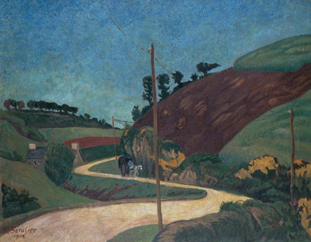 Die Postkutschenstraße auf dem Land mit einem Wagen von Paul Sérusier
