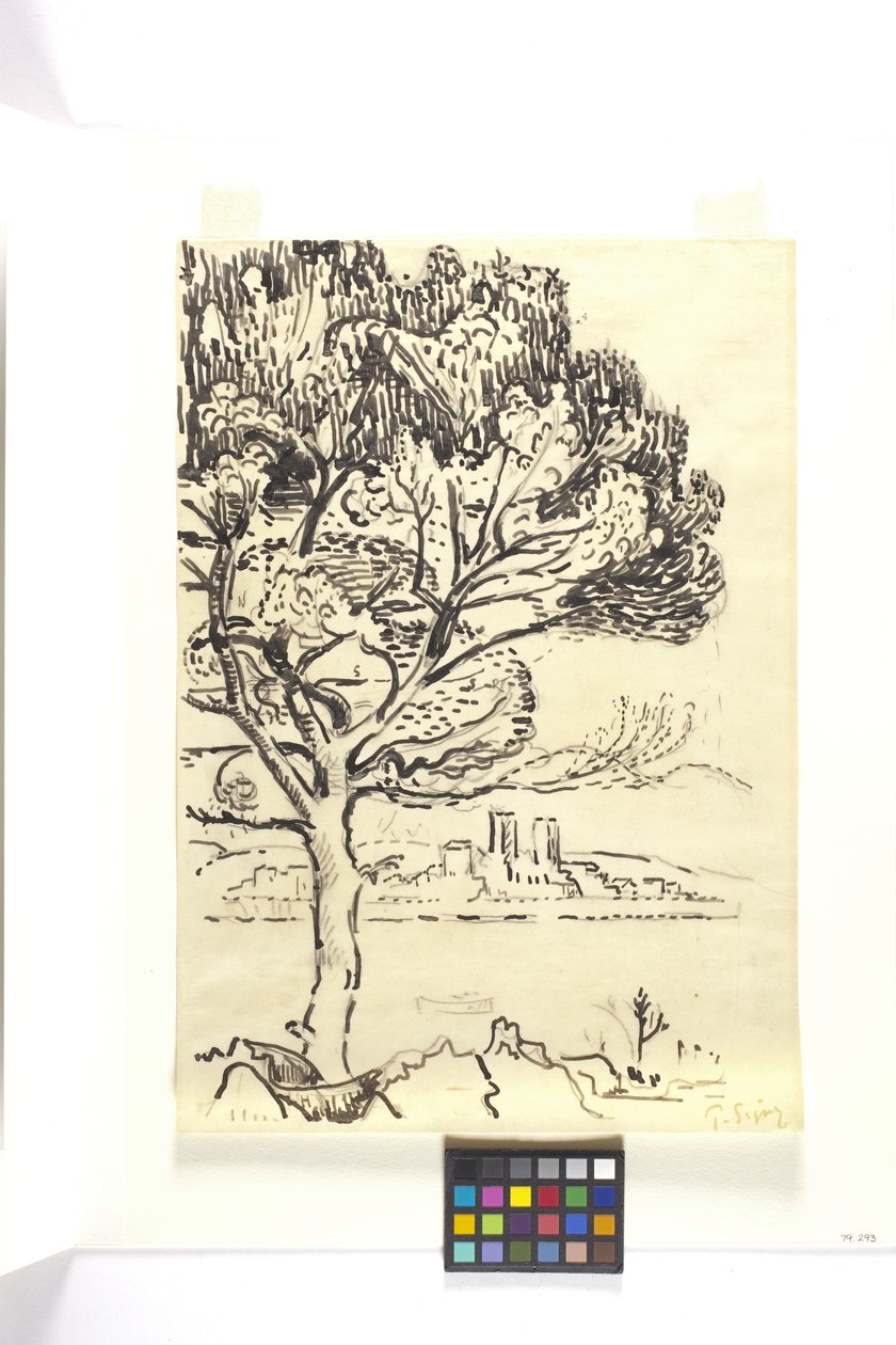 Antibes, Schirmkiefer im Vordergrund von Paul Signac
