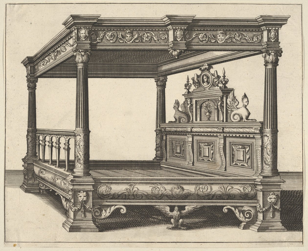 Himmelbett aus Verscheyden Schrynwerck, 1658 von Paul Vredeman de Vries