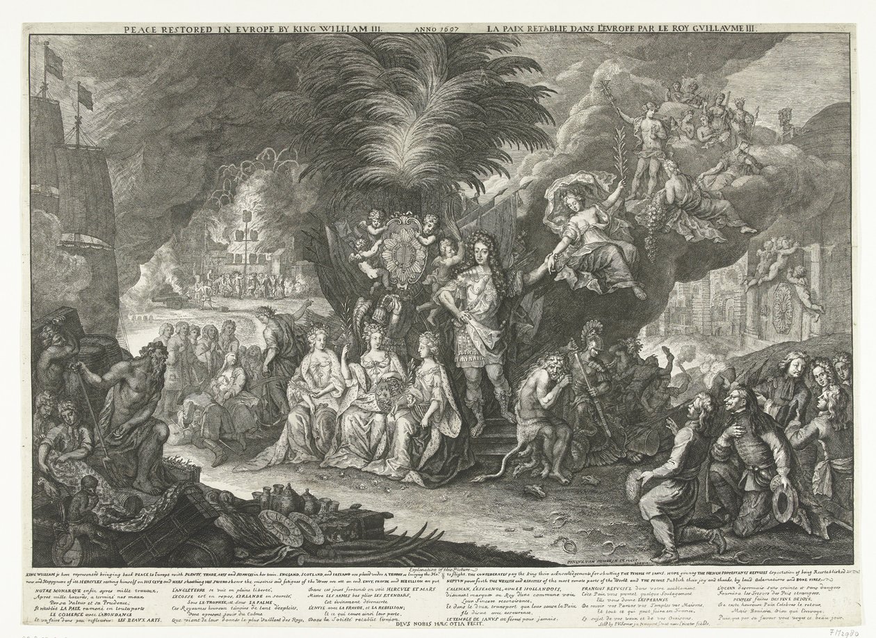 Allegorie auf König Wilhelm III. als Friedensbringer in Europa, 1697 von Paul van Somer (II)