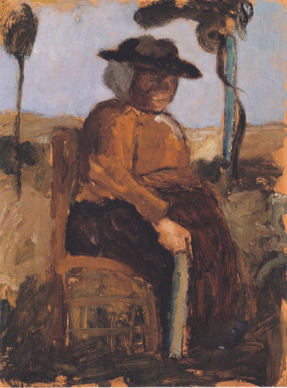Studie zur sitzenden Dreebeen im Garten von Paula Modersohn-Becker
